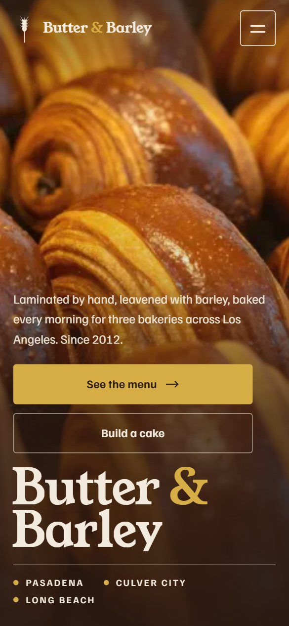 Butter & Barley Bakery: 휴대폰에서 본 첫 화면