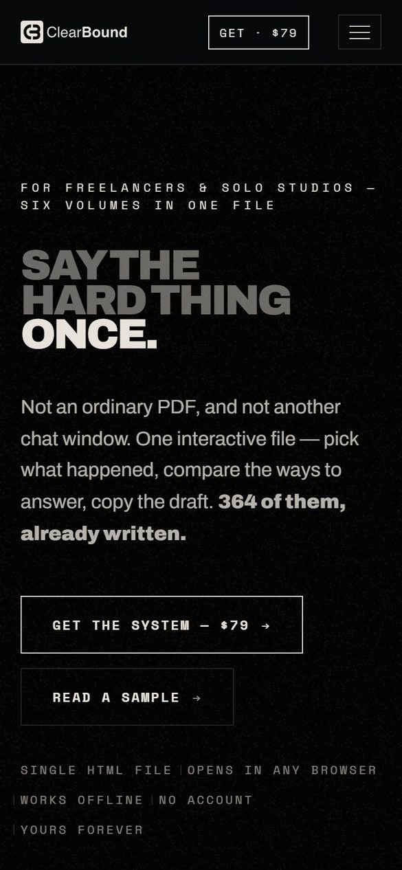 ClearBound: The homepage on a phone