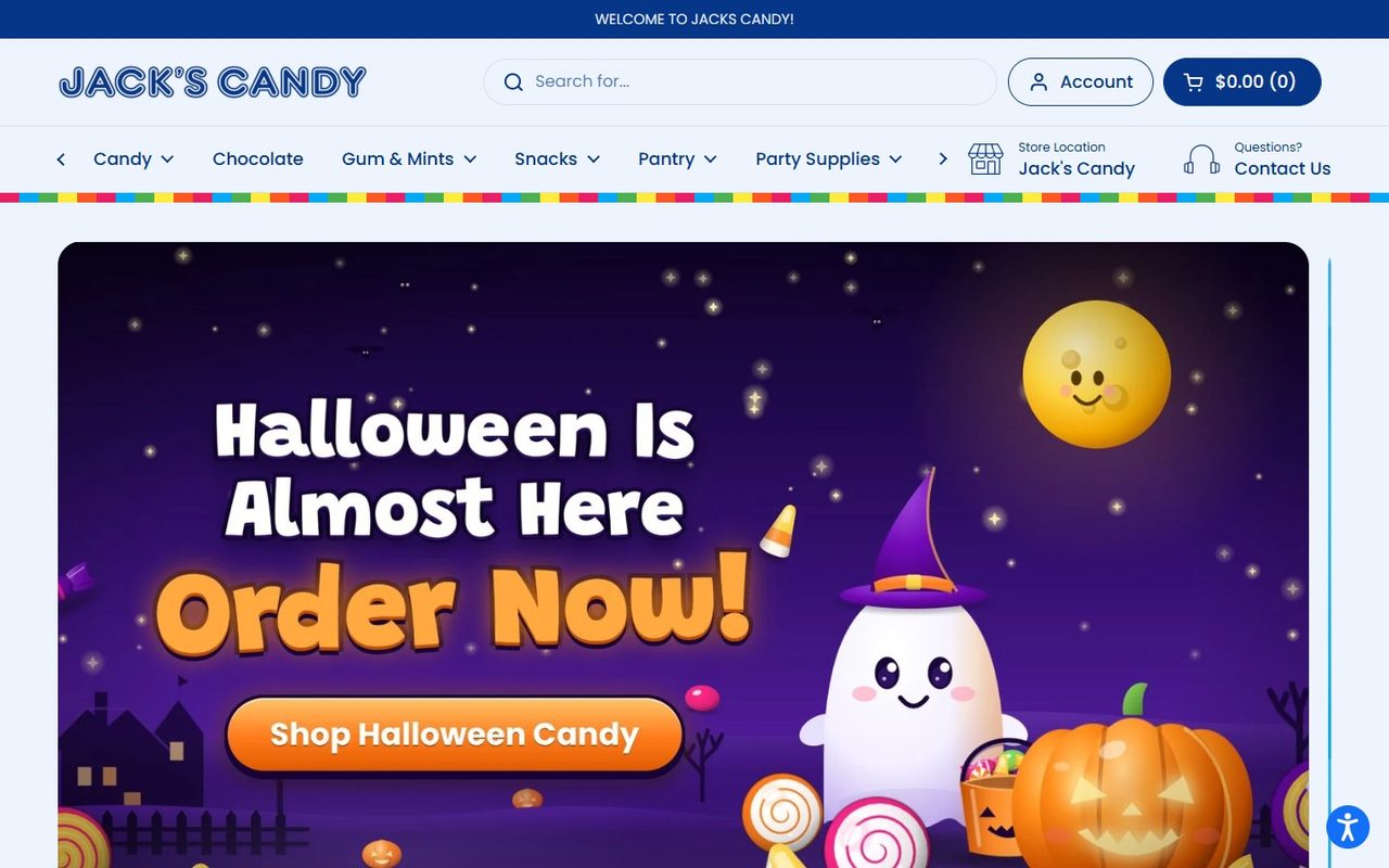 Jack's Candy: The homepage hero