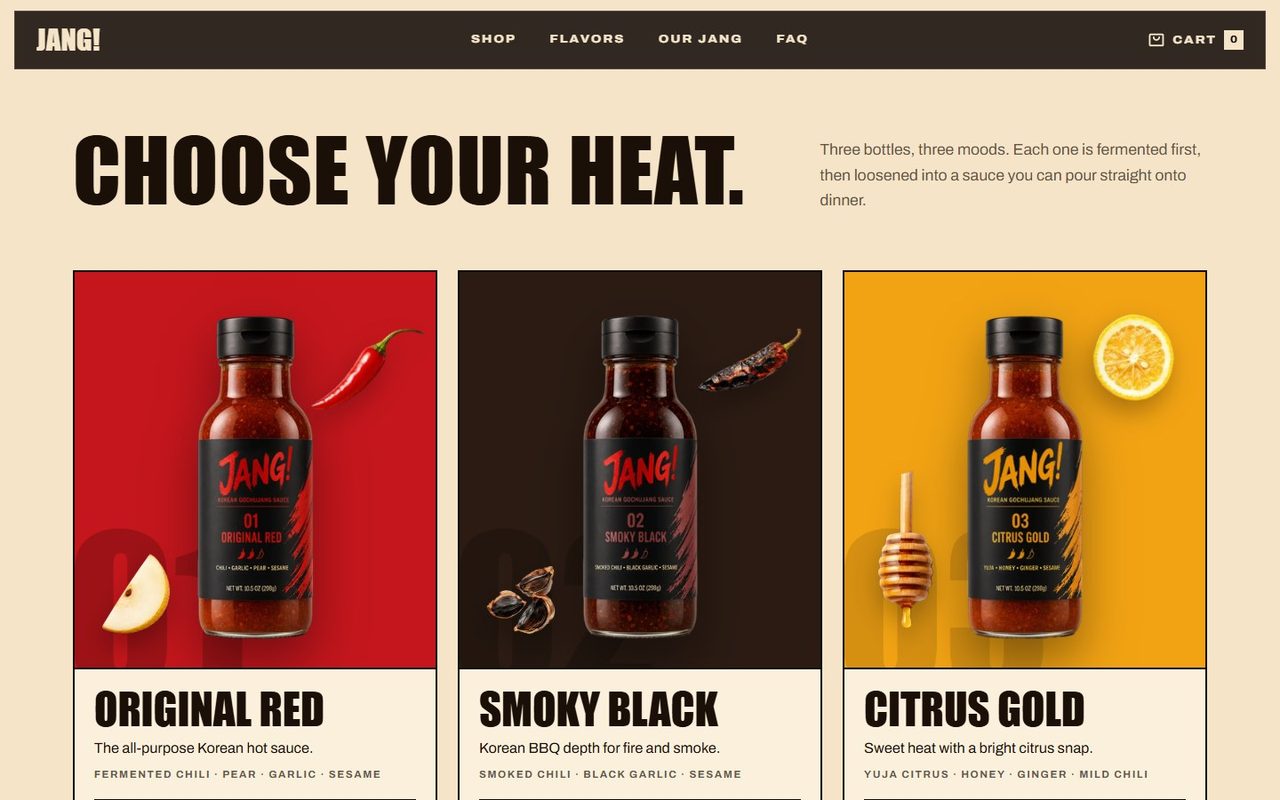 JANG!: Three flavors to choose from