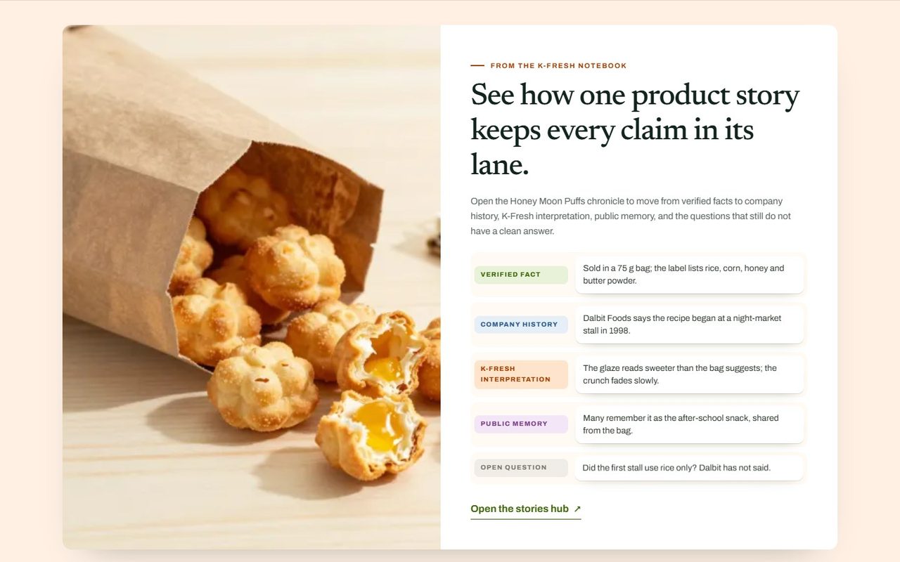 K-Fresh: One snack story sorted into lanes