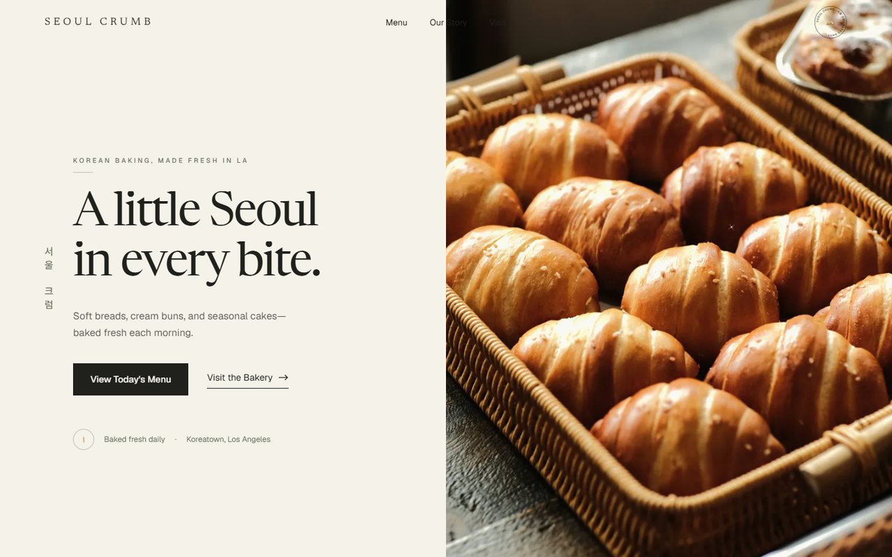 Seoul Crumb: 소금빵이 있는 첫 화면