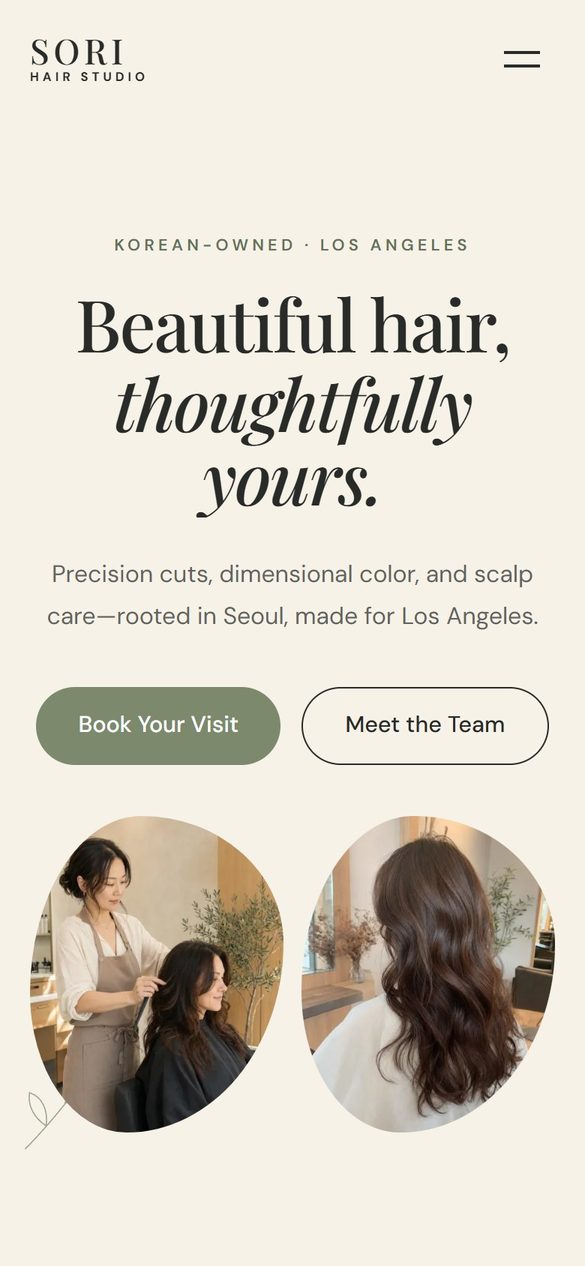 SORI Hair Studio: The opening on a phone